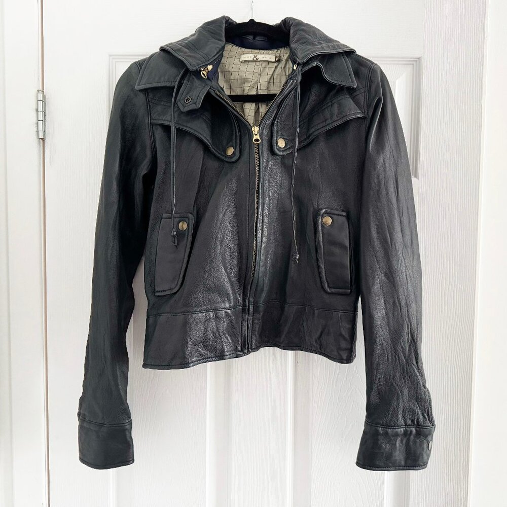 Mike & Chris Jasper Leather Hoodie, Size Medium (fits S/M)